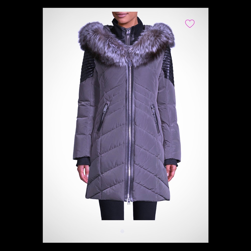 Nicole Benisti Cortina Fox Fur Trim Coat